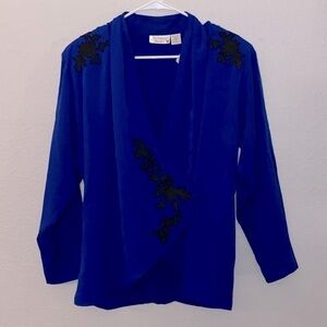 Vintage Victoria’s Secret royal blue long sleeve blouse women’s size small